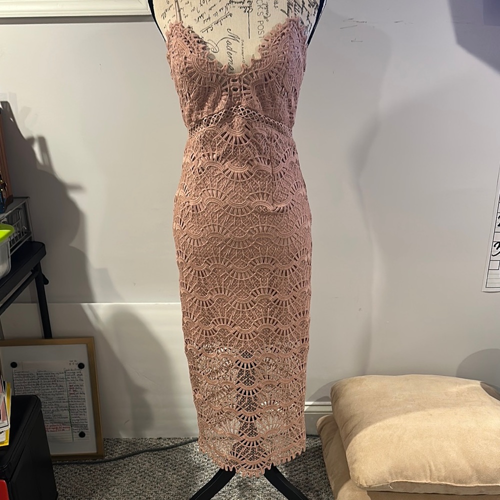 Bardot Pink Sheath Spaghetti Strap Midi Dress